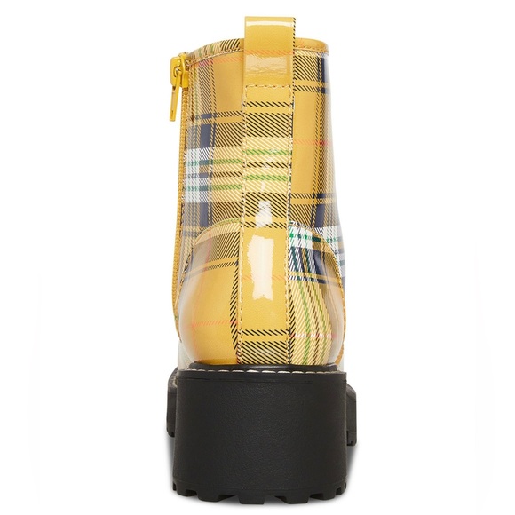 MADDEN GIRL WOMENS CARRA COMBAT BOOT YELLOW PLAID - Picture 3 of 5